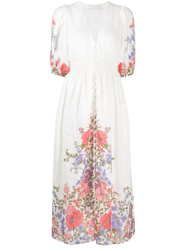 Crimson Floral Midi Dress - Zimmermann